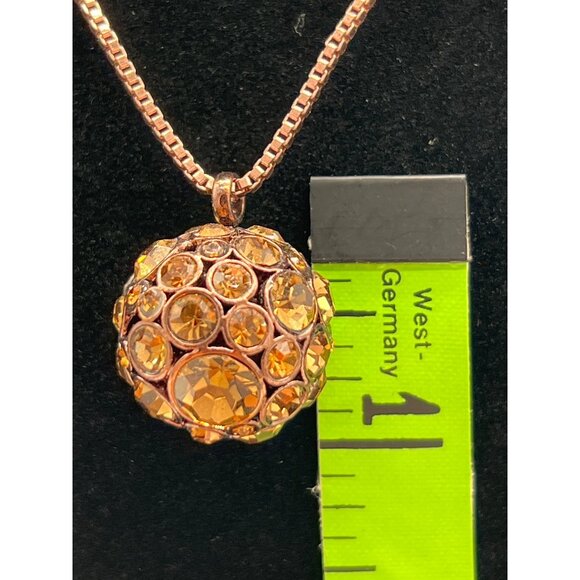 Fossil Rose Gold Crystal Ball Pendant Necklace With Decorative Key Clasp - Picture 6 of 7